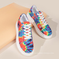 rainbow color fashion shoes painting canvas woman shoes Height Increasing